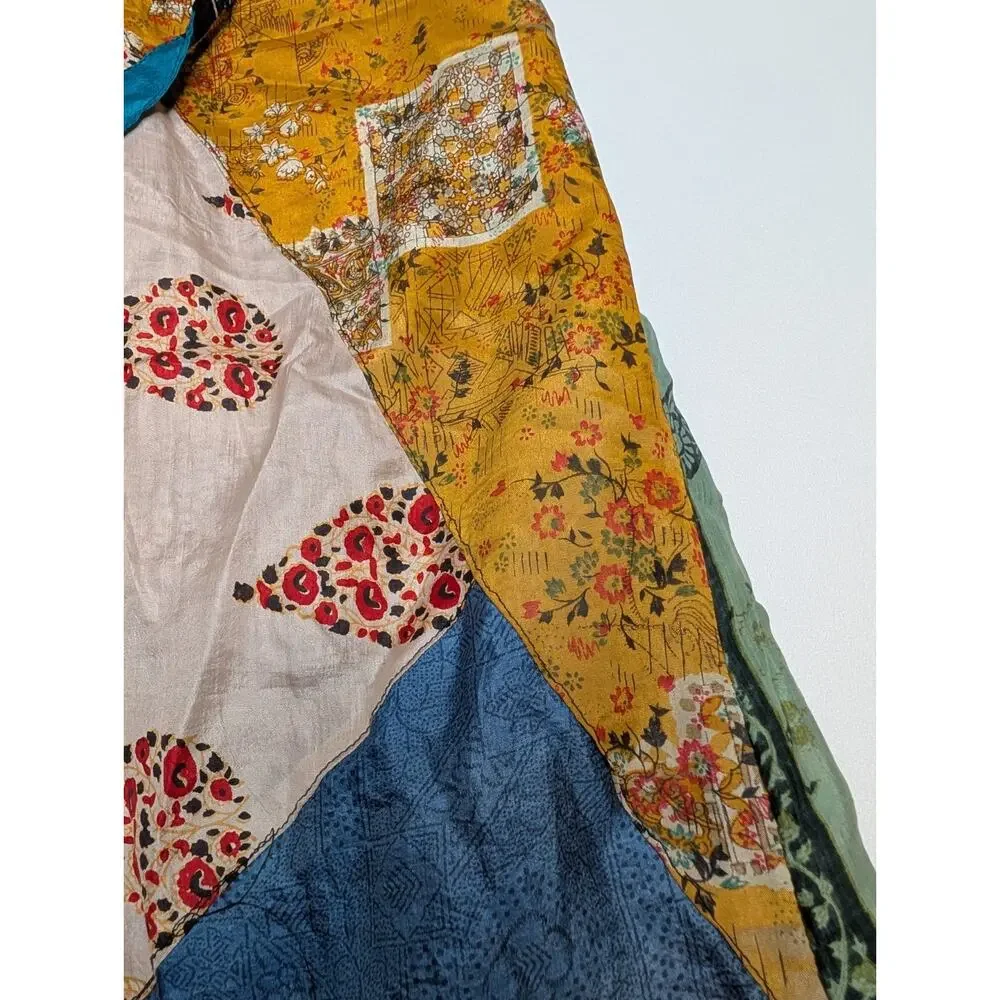 NWT Sacred Threads Vintage 100% Silk Patchwork Long Kimono M - Picture 8 of 10